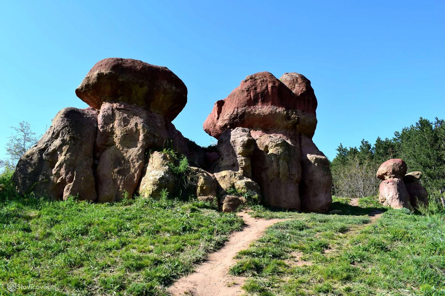Каменные красные грибы